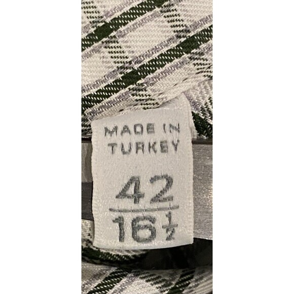 Ermenegildo Zegna Button Down Shirt Dark Green & Gray Plaid Size 42 / 16 1/2 - Picture 8 of 10
